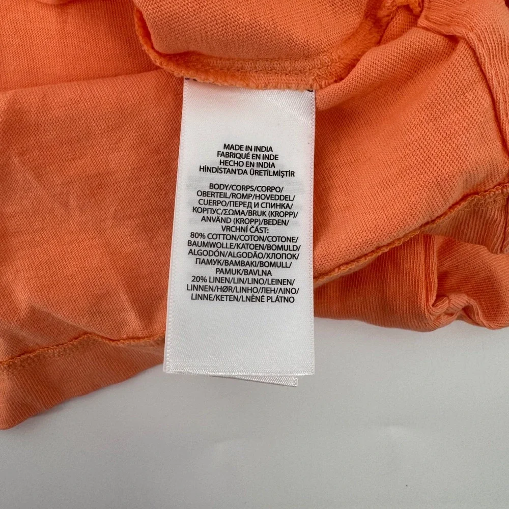 Polo Ralph Lauren Polo Shirt Mens LT Pink Orange Cotton Linen V-Neck Pocket Logo